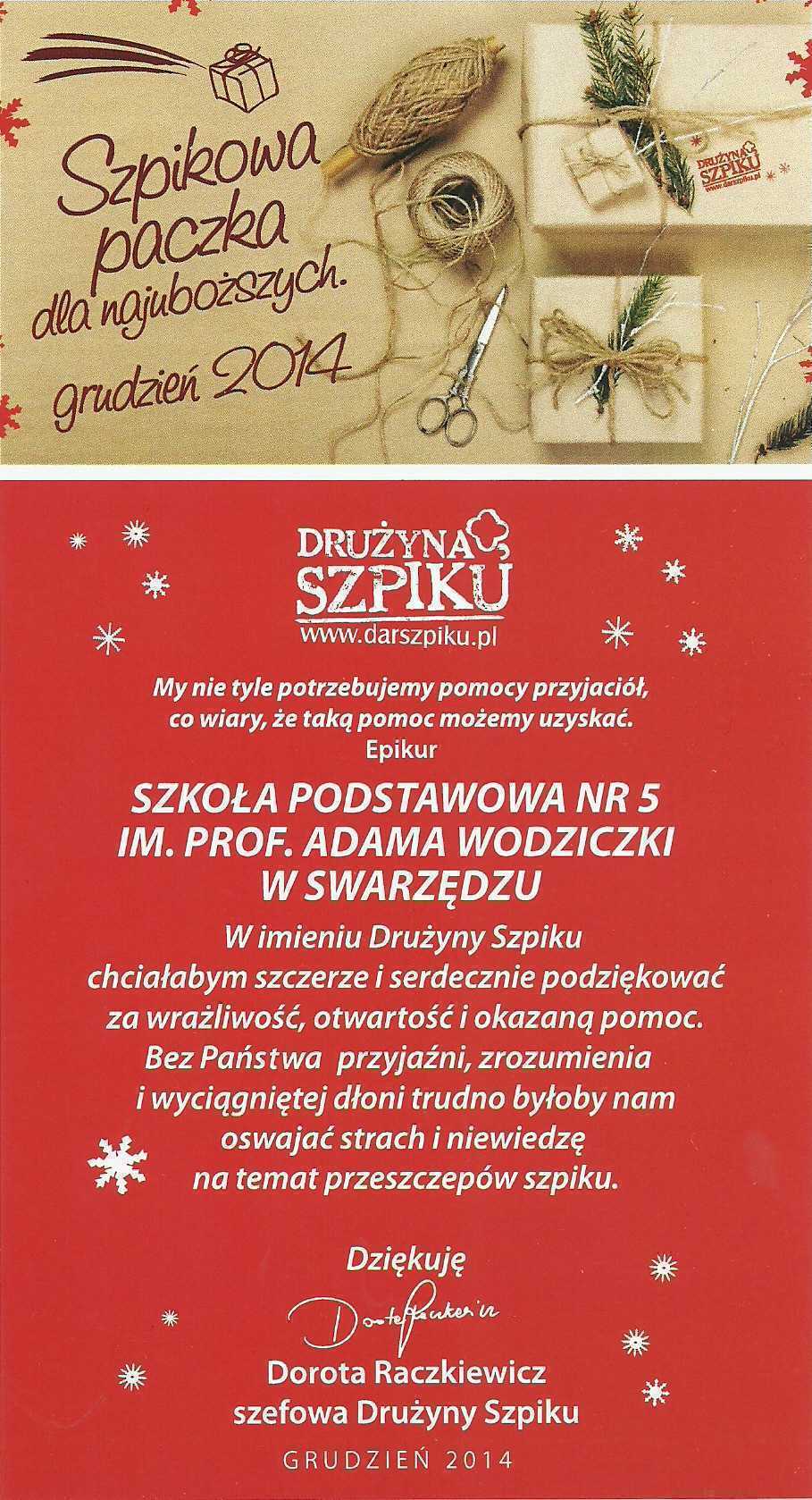 Drużyna szpiku podzieńkowanie