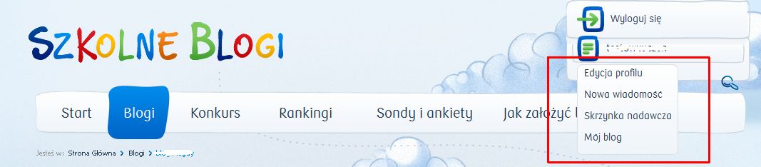 Jak założyć blog - podręczne menu