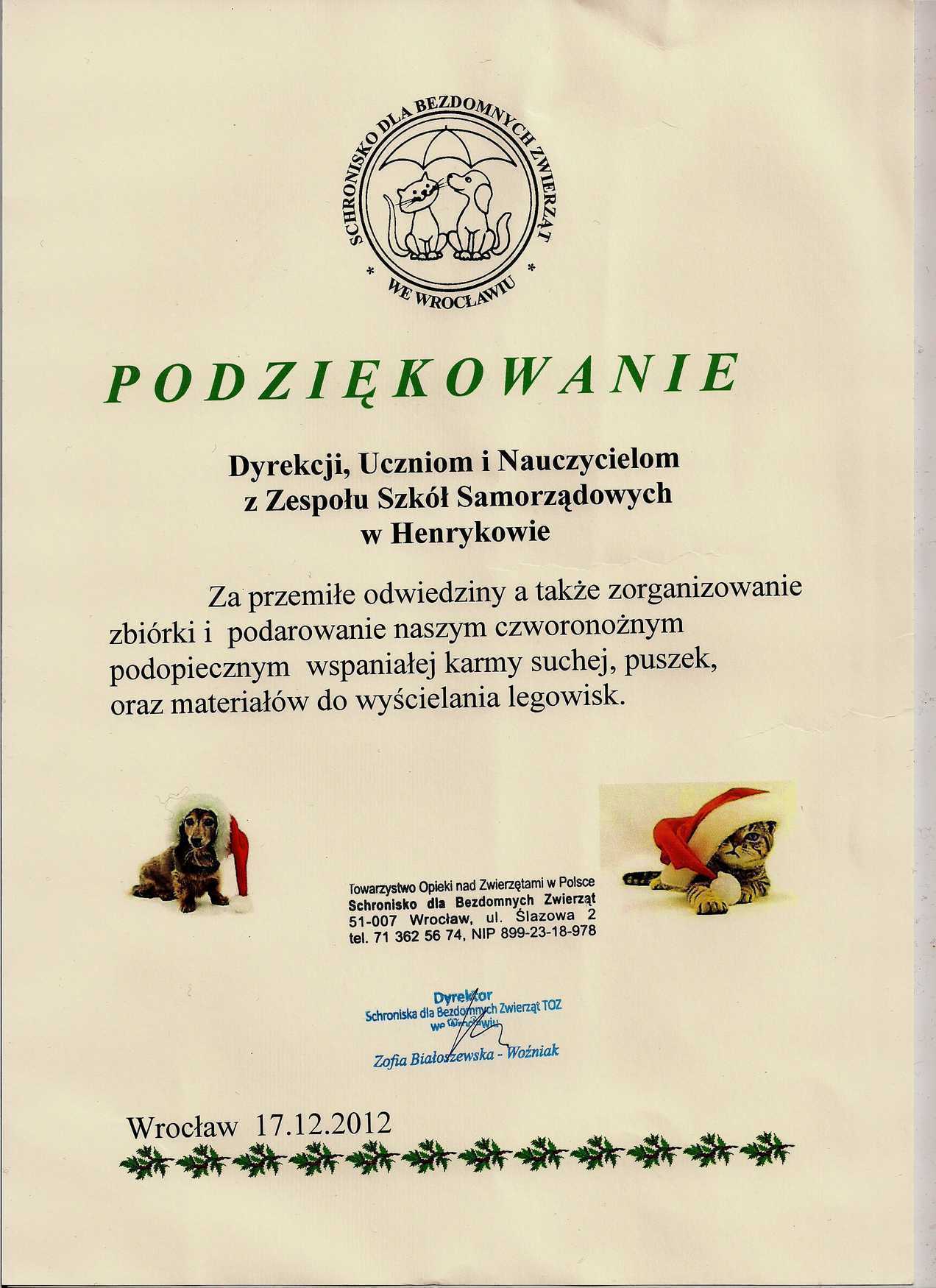 podziekowanie